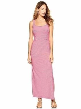 GAP Pink and White Striped Tank Maxi Dress